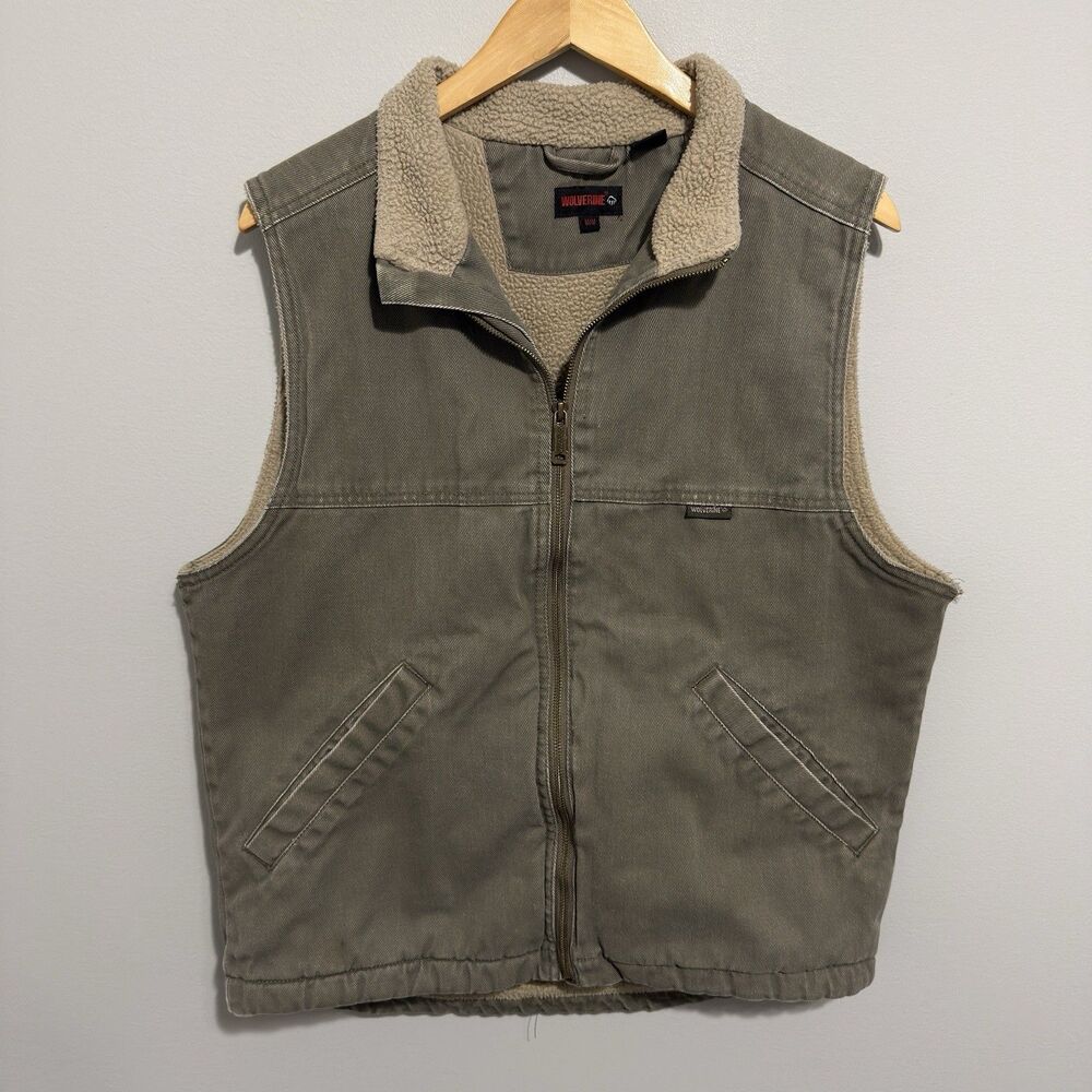 Wolverine Sherpa Lined Vest Mens M Canvas Workwear Hunting Gorpcore